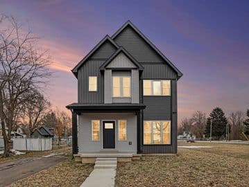 Custom home at sunset
