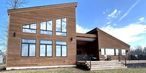 Modern cedar house with large windows