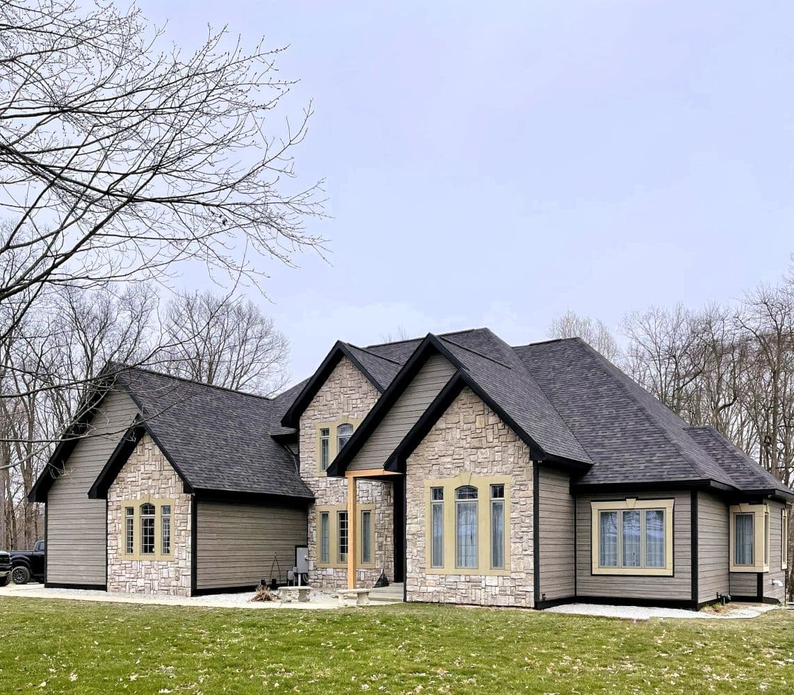 Custom-built home exterior by Lamoreaux Construction